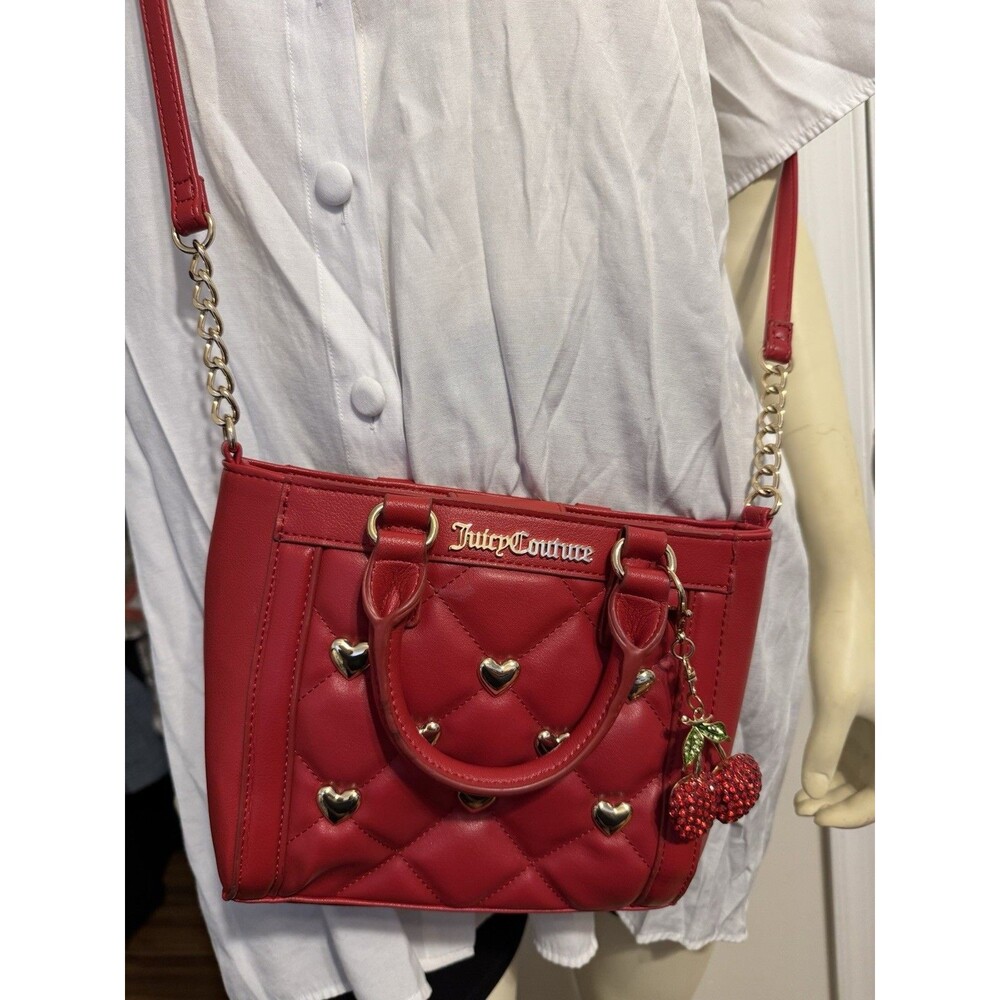 Juicy Couture  Red Quilted Mini Crossbody Tote Bag